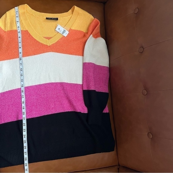 Lane Bryant Women’s Multicolored Striped V-Neck Tunic Pullover Sweater Sz 14-16 - Picture 7 of 8